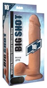 BIG SHOT 10IN VIBRATING REMOTE CONTROL SILICONE DONG W/ BALLS VANILLA