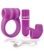 SCREAMING O CHARGED COMBO #1 W/C RING & FINGER SLEEVE PURPLE
