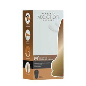 NAKED ADDICTION 8IN ROTATING & VIBRATING DONG CARAMEL