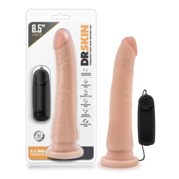 DR SKIN 8.5 VIBRATING REALISTIC COCK W/SUCTION CUP VANILLA" - Image 6