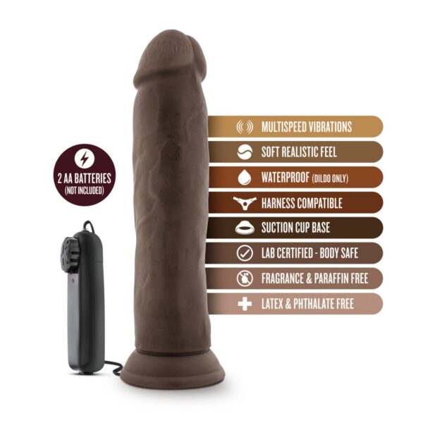 DR SKIN DR THROB 9.5IN VIBRATING COCK W/ SUCTION CUP CHOCOLATE - Image 6